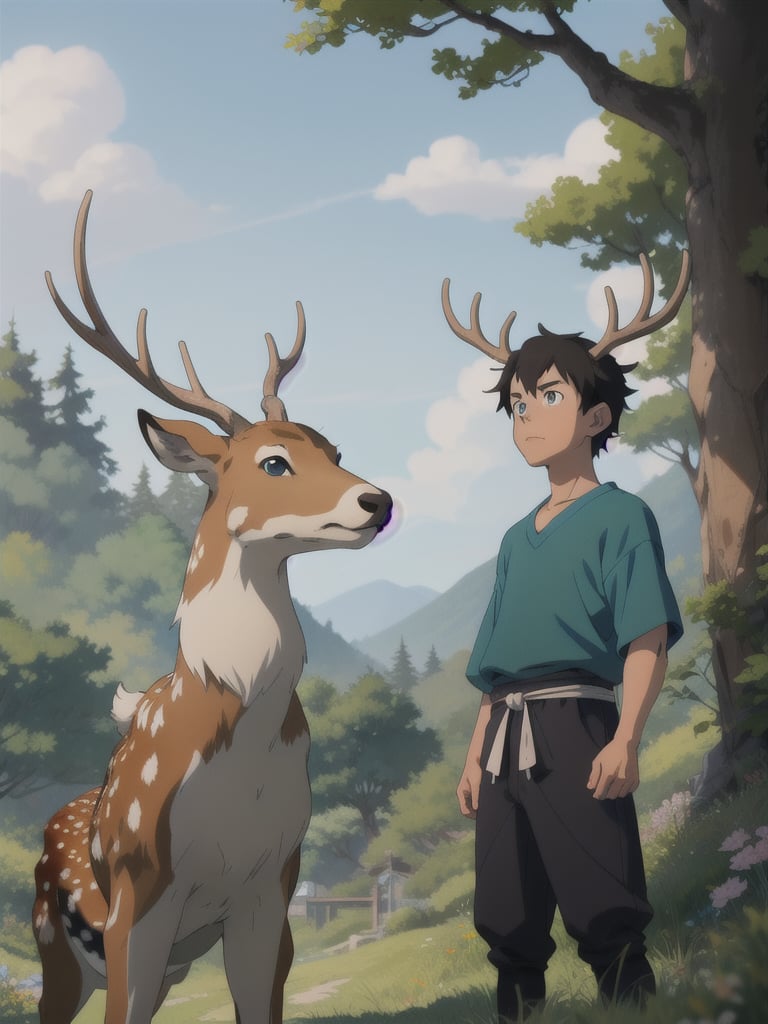 studio ghibli anime style deer