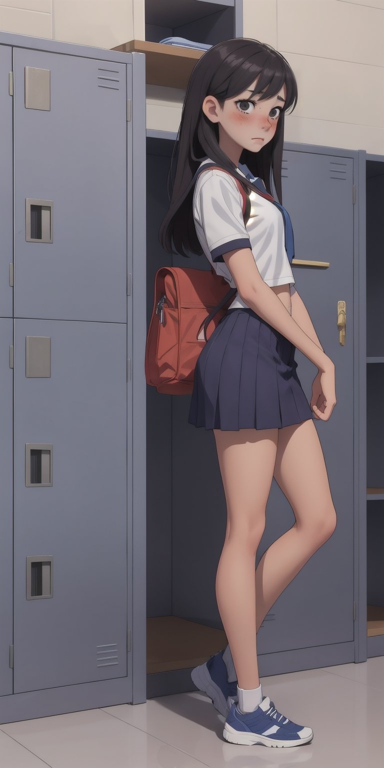 student in locker room