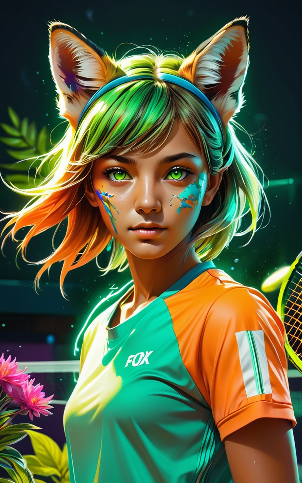 Tiger tennis player in tennis court,  , by Creative_Start2_ on Tensor.Art