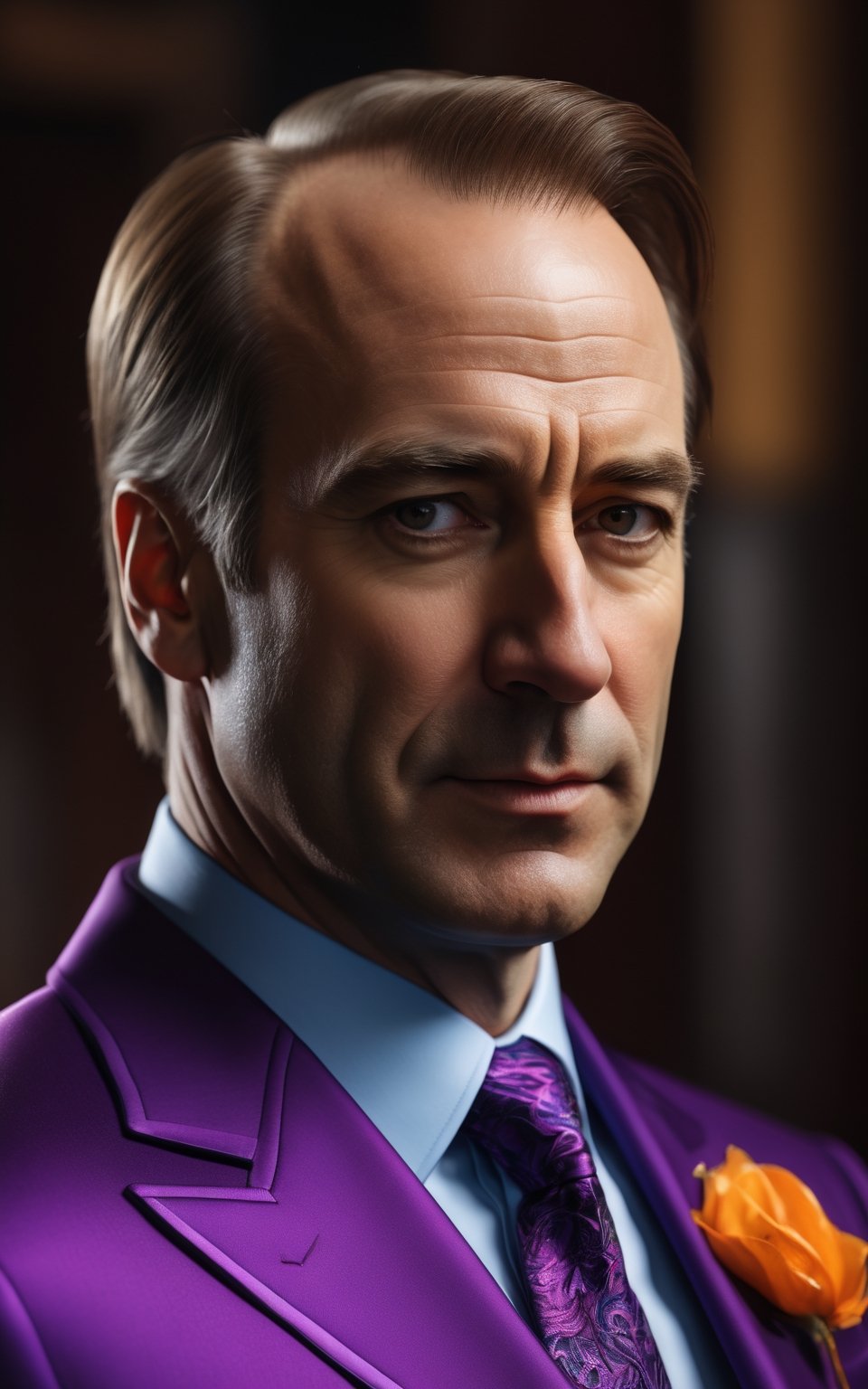 Bob Odenkirk is Saul Goodman from Better Call Saul, white  skin, uhd photorealisitc authentic psychotic angry madman wearing violet suit, shoulders, intricate details, vivid colors, frightening surroundings, correct details, in the style of amano, karol bak, akira toriyama, and greg rutkowski, perfect composition, beautiful detailed intricate insanely detailed octane render trending on artstation, 8 k artistic photography, photorealistic concept art, soft natural volumetric cinematic perfect light, chiaroscuro, award - winning photograph, masterpiece, oil on canvas, raphael, caravaggio, greg rutkowski, beeple, beksinski, giger, perfect composition, beautiful detailed intricate insanely detailed octane render trending on artstation, 8 k artistic photography, photorealistic concept art, soft natural volumetric cinematic perfect light, chiaroscuro, award - winning photograph, masterpiece, oil on canvas, raphael, caravaggio, greg rutkowski, beeple, beksinski, giger,photo r3al