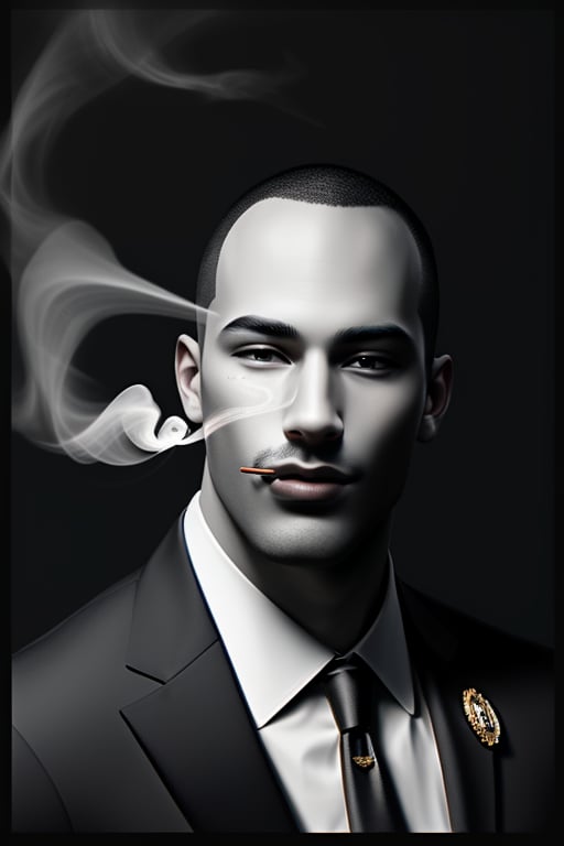 boss portrait, cigar smoke, 