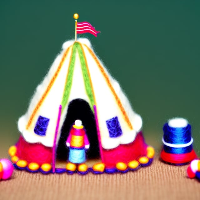 cinestill, miniwool portrait of a cute beautiful colorful circus tent, depth of field, cute fireworks, cute small people, ultra detailed, high quality, highres, vivid background, 