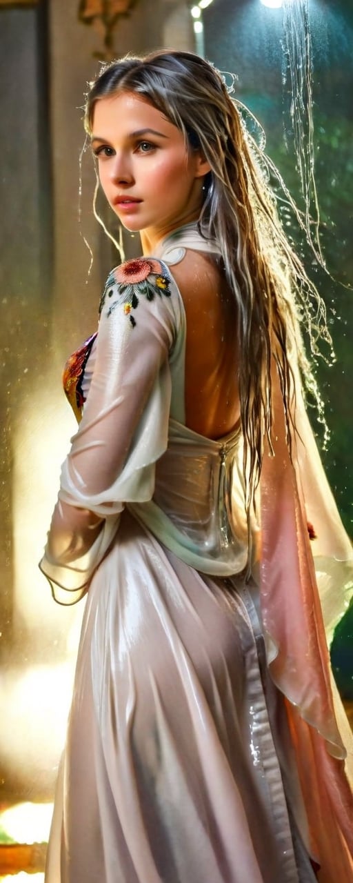 3/4 body,  a oily wet beautiful young woman,  looking at the audience by user_642058020016298051 on Tensor.Art