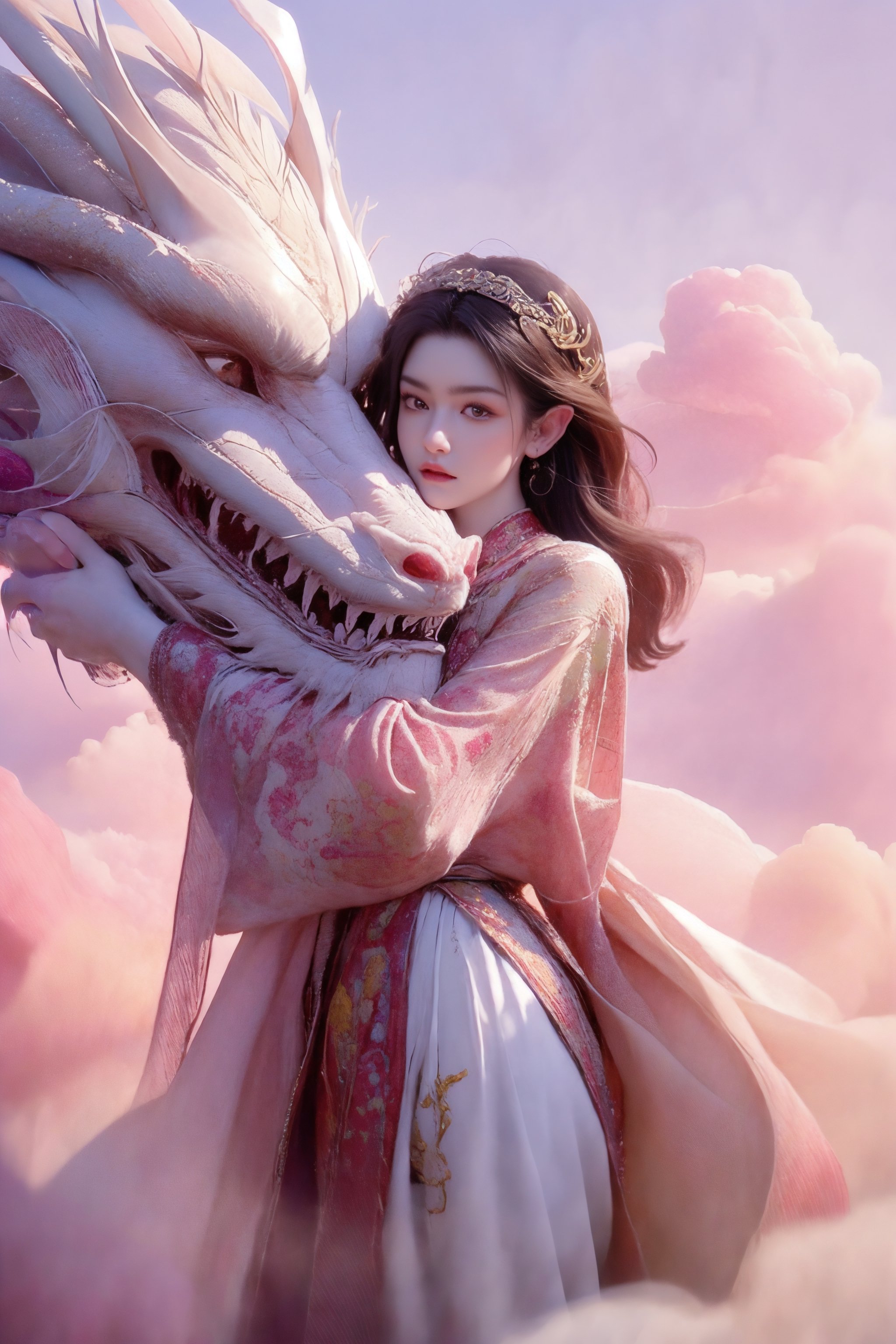 (girl's short thumb finger:1.8), ((dragon pink fur)), (girl's hand placed on the dragon pink fur).,photorealistic,realistic,photography,masterpiece,best quality,ultra-detailed,extremely detailed CG unity 8k wallpaper,