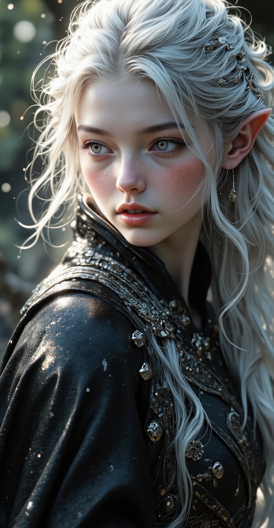 Close portrait of a elf girl,  pale,  white skin by Usero-z on Tensor.Art