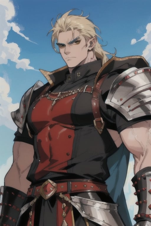 In a fantastical anime world,  bring to life a striking portrait of an imposing White-skinned orc. Towering in height,  hi...