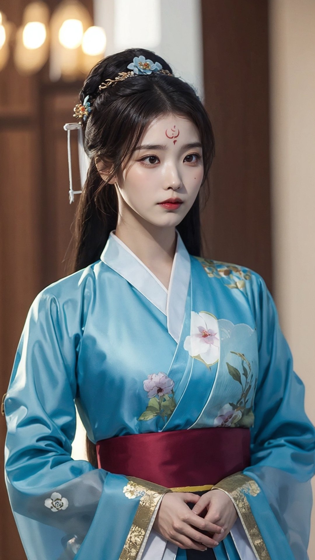 tienhiep, hanfu,
(Hands:1.1), better_hands, realhands
1girl, solo, long hair, black hair, hair ornament, long sleeves, upper body, flower, see-through, blurry background, facial mark, chinese clothes, forehead mark, realistic, hanfu, tienhiep,jwy1,Young beauty spirit ,Miss Grand International