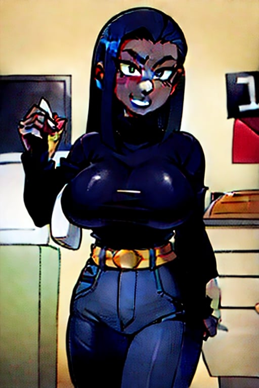 (korean:1.8),(dark_skin:1.8),(slicked back hair:1.2),straight_hair,,black_hair,smile,(large_breasts:1.5),blue_eyes,(hanging_breasts:1.5),(long_hair),,,,milf,High detailed ,tsurime,Milf,Sexy Big Breast,super_market,sweater,jeans, (Woman shopping for food at a supermarket),kaminari_denki,girl,korotsuke style,Cartoon