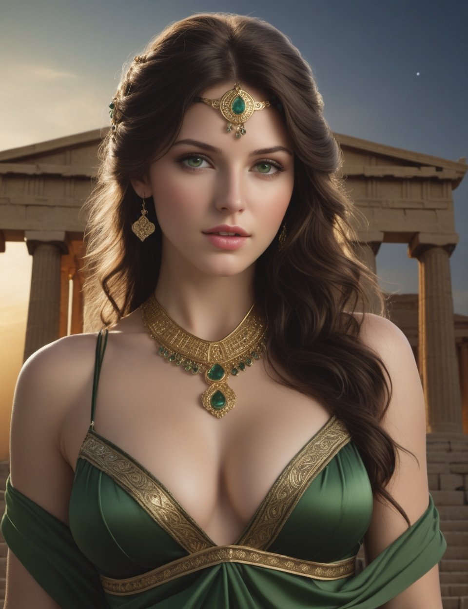 (A Gorgeous 25 years old Female Greek Maiden),  Athletic Body Builds,  Wavy Long Black Hair by Vertus28 on Tensor.Art