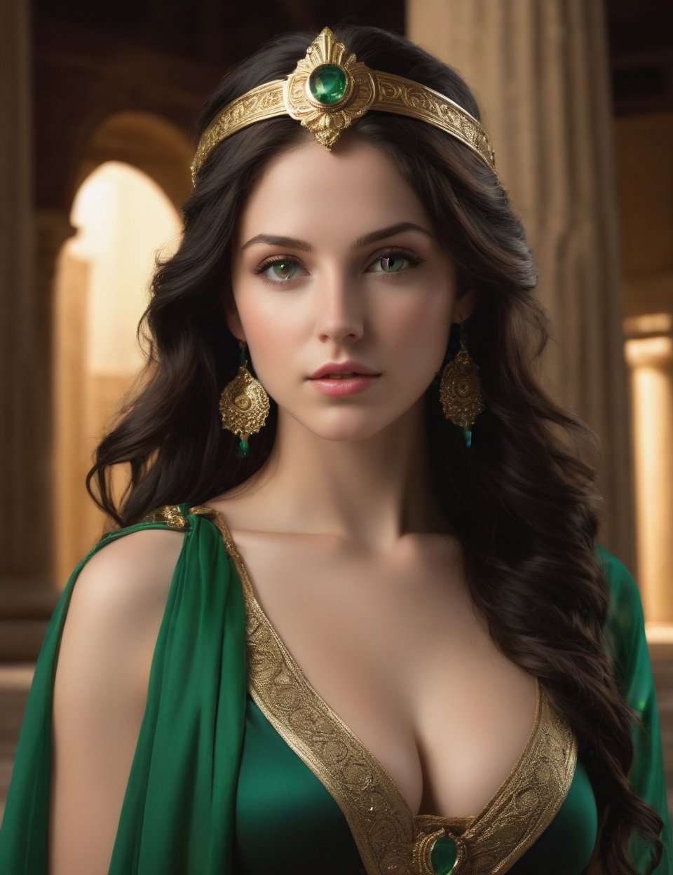 (A Gorgeous 25 years old Female Greek Maiden),  Athletic Body Builds,  Wavy Long Black Hair by Vertus28 on Tensor.Art