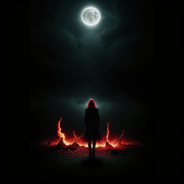 create a darkness album cover nightmare,  I want to see the chaotic,  nightmarish decor inflamed by Kyouko Hatake on Tenso...