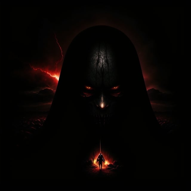 create a darkness album cover,  I want to see the chaotic,  nightmarish decor inflamed by Kyouko Hatake on Tensor.Art