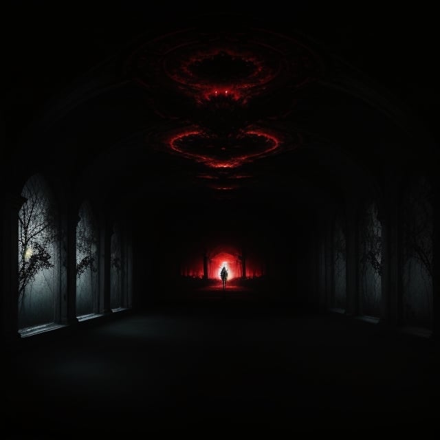 create a darkness album cover nightmare,  I want to see the chaotic,  nightmarish decor inflamed by Kyouko Hatake on Tenso...