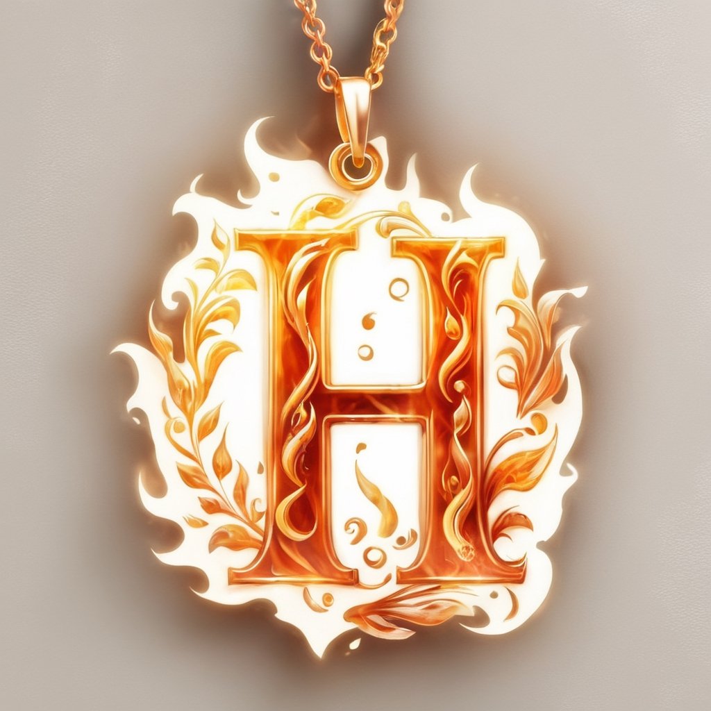 Realista
Pendant letter H, medallon  letra H,fire element