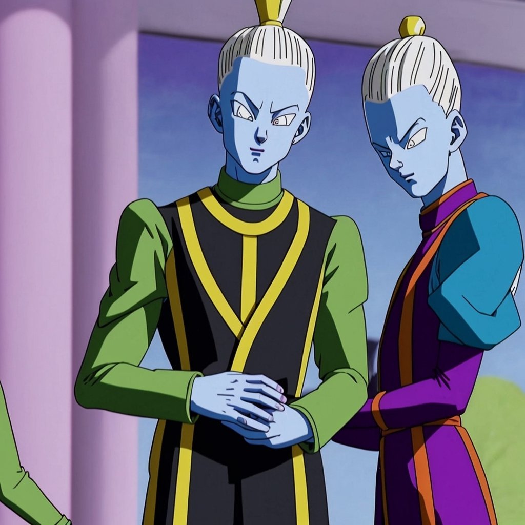 the character WHIS in a man from Dragon Ball wearing a tuxedo, suit, very elegant dress jacket, whis in a man