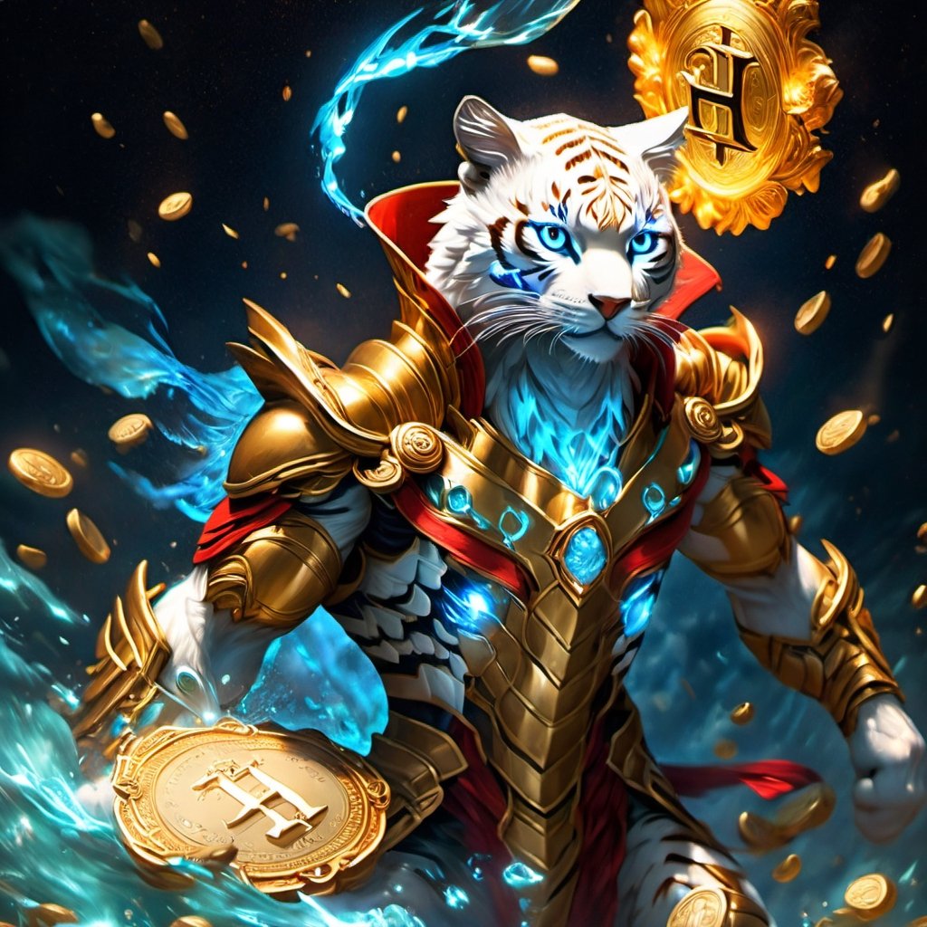 Realistic
FULL BODY IMAGE, Description of a [WHITE HUMAN TIGER WARRIOR WITH WHITE WINGS] muscular arms, very muscular and very detailed, LEFT ARM WITH HEAVY REINFORCED BRACELET with solid shield, right hand holding a transparent fire sword, dressed in golden armor full body full of red roses, helmet on head, glowing blue electricity running through his body, golden armor and completely white letter H medallion on chest, hdr, 8k, subsurface dispersion, specular light, high resolution, octane rendering , large money field background, GOLDEN WHEAT and red ROSES field background, medallion with the letter H on the chest, background Rain of gold coins and dollar bills, (GOOD LUCK) fire sword H, shield H , letter H pendant, letter H medallion on uniform, hypermuscle, H on chest, FULL BODY IMAGE, super strong legs with armor with gold details,Leonardo style ,Spirit Fox Pendant,phoenix pendant,Holy Dragon Pendant,Dolphin Pendant,GUILD WARS,Panda Pendant,ral-chrcrts,jinjianceng,Fortnite,aw0k cat