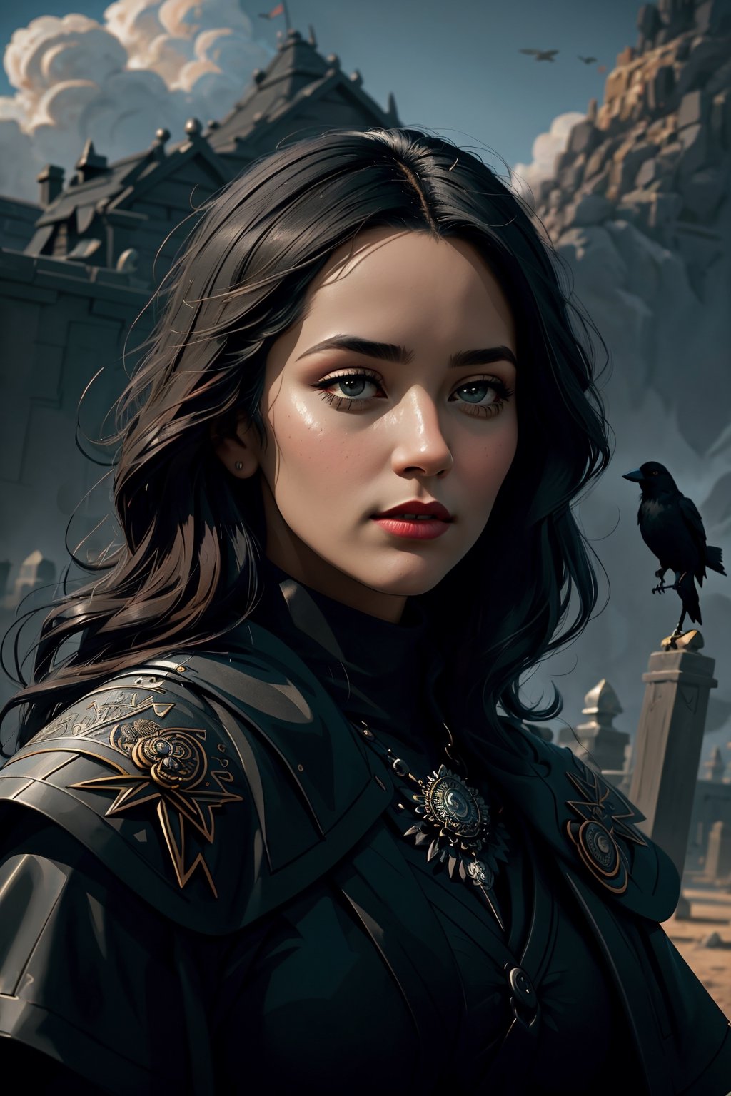 crows, tombstone, serious atmosphere, end of the world,
 disney style, most beautiful artwork in the world, professional majestic oil painting, trending on ArtStation, trending on CGSociety, Intricate, High Detail, Sharp focus, sharp image,hd, realistic reflects,dramatic, photorealistic painting art, catoonized, pinterest,xyzsanart01