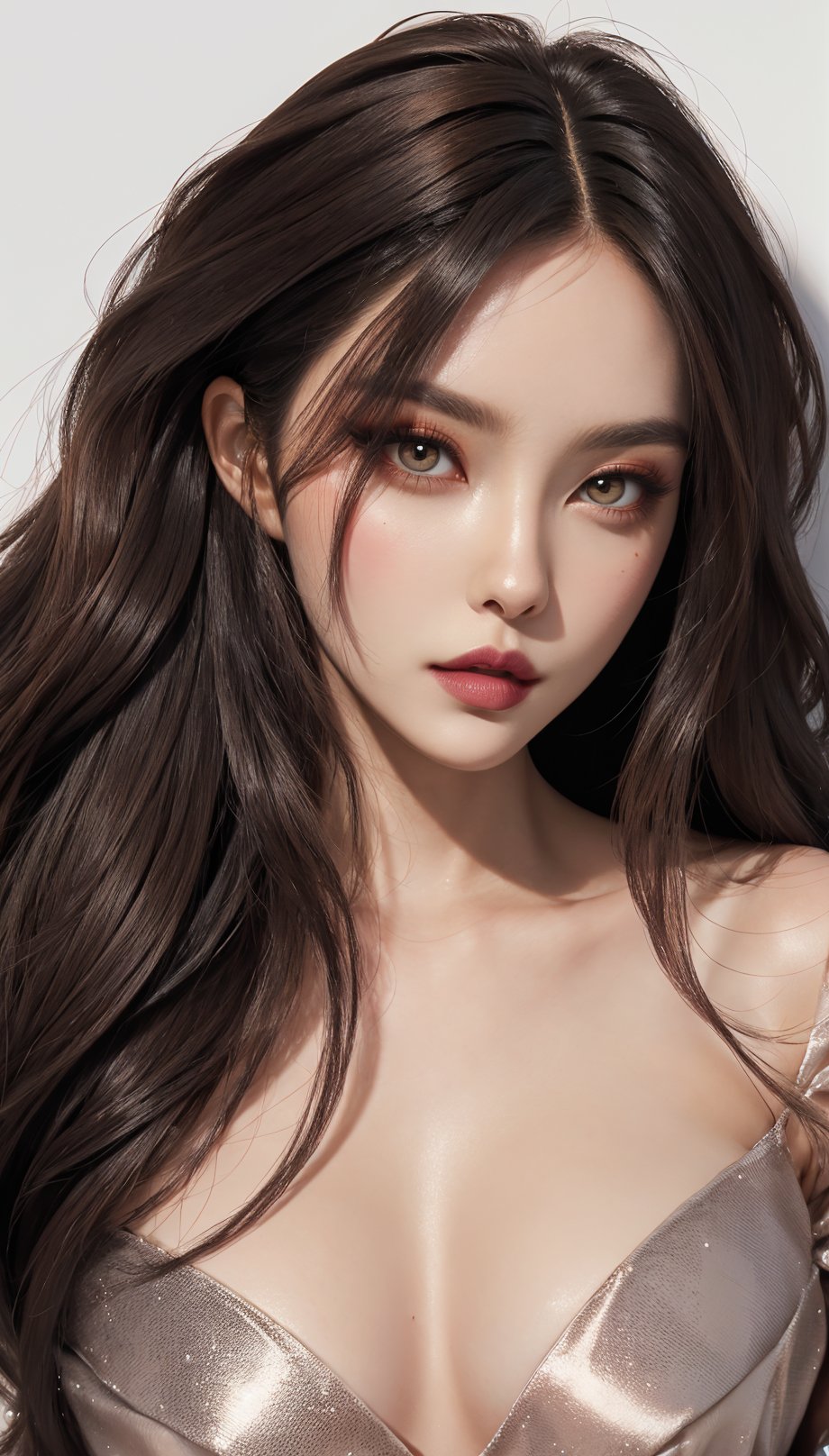 Our cover model exudes confidence in a daring sheer dress with strategic cut-outs that reveal just enough. Her hair cascades in loose waves, and her makeup boasts a sultry smoky eye and a glossy nude lip. Discover the allure of the sheer trend, very cool face, cat eye face