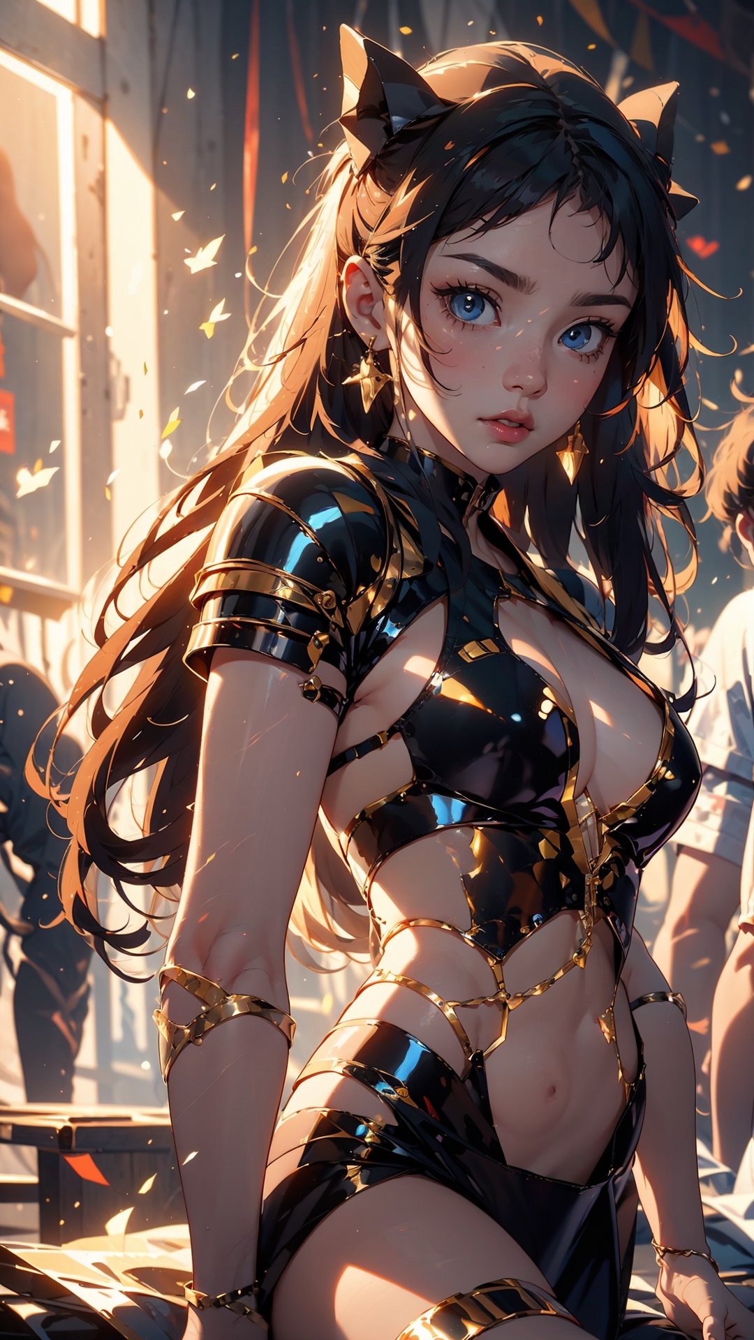 cowboy shot, photorealistic, masterpiece, official art, raw photo, best quality, 1girl, character focus, 17 years old, ginger hair, long hair, two buns, mecha, mechanical girl, silver bronze armor, silver bronze armor boots, greek goddess Hecate, mechanical suit, beautiful eyes, heterochromia, (delicate face), perfect detail, perfect feet, cinematic lighting, dark studio, ,1 girl,YAMATO,EpicArt