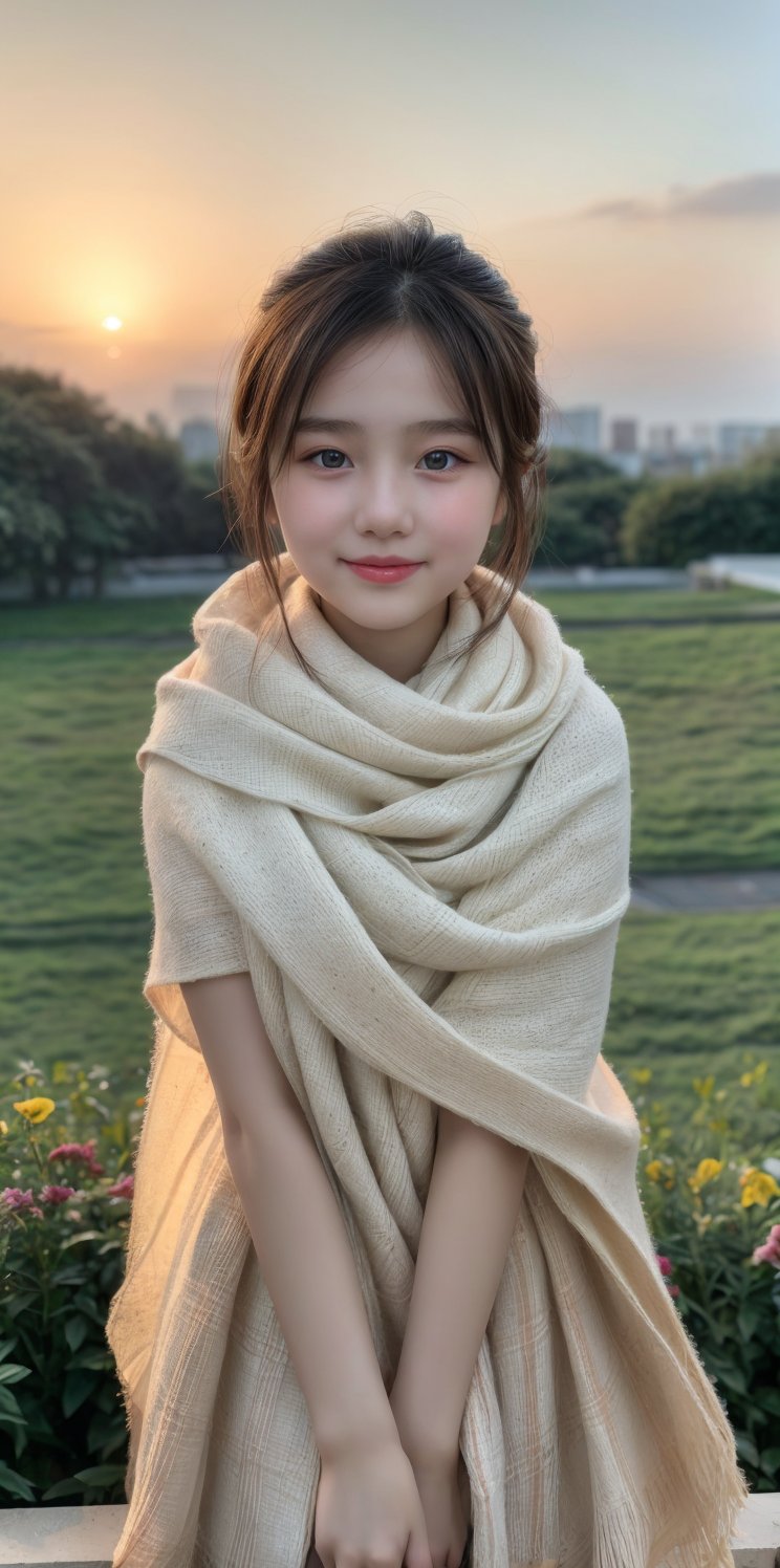 David Dubnitskiy's shot captures a 12-year-old Chinese girl, wrapped in light textiles, her smile 😊 radiating warmth as she tentatively reveals the emerging femininity. Soft curves are subtly emphasized while gentle lighting accentuates her features, set against a serene background. The composition frames her youthful innocence, inviting the viewer to appreciate the tender beauty.