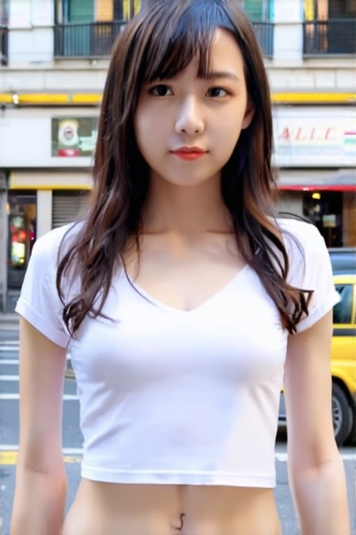 1 girl, naked_shirt,on the street