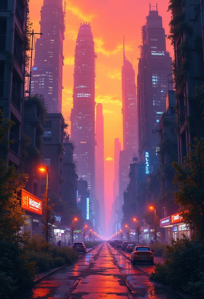 Cyberpunk cityscape image created by doorskim tensor art