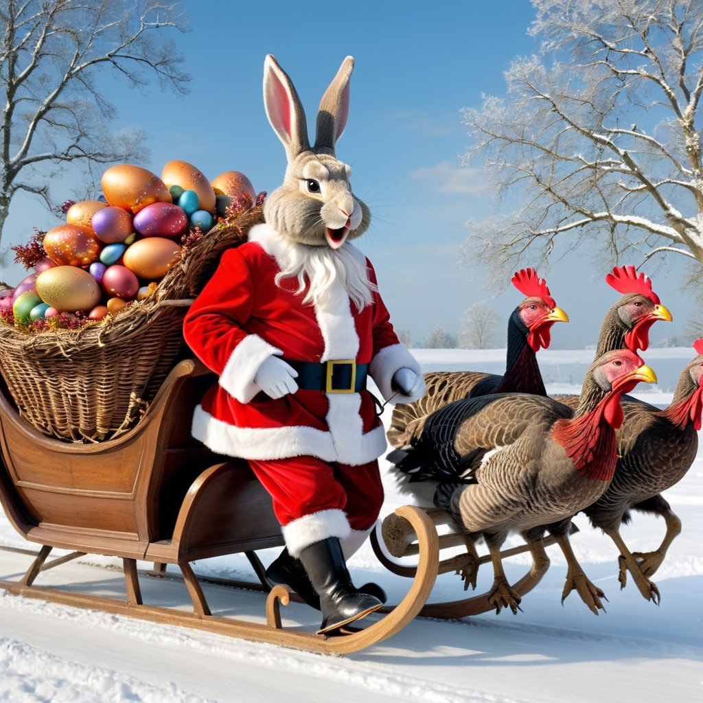 masterpiece,  best quality,  Easter Bunny dressed with Santa Claus clothes by Clebexxperience  on Tensor.Art