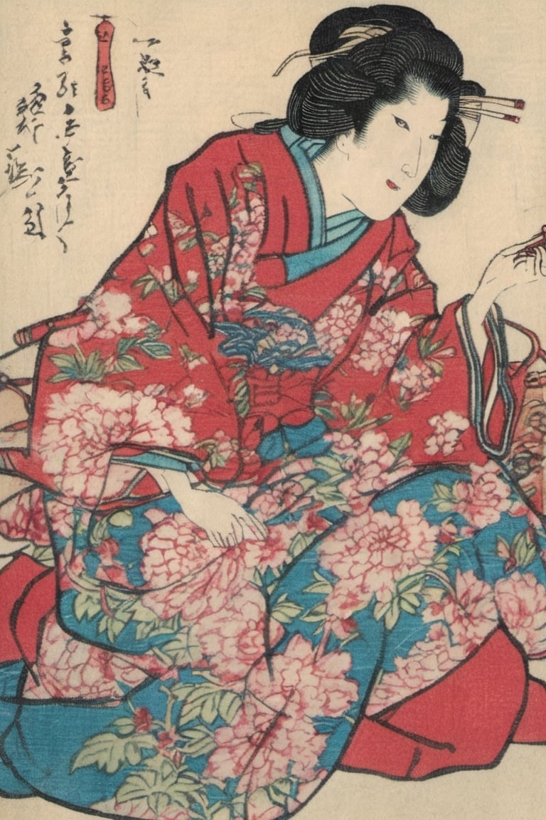 busty and sexy girl, KIMONO. 8k, masterpiece, best quality, high resolution, high definition, ((Ukiyo-e))