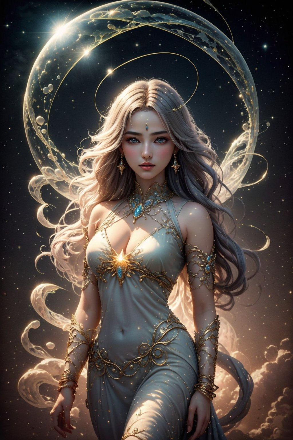In a soft-focus background,  a mystical aura envelops the enigmatic subject in a beautiful girl minimalist artwork,  a sin...