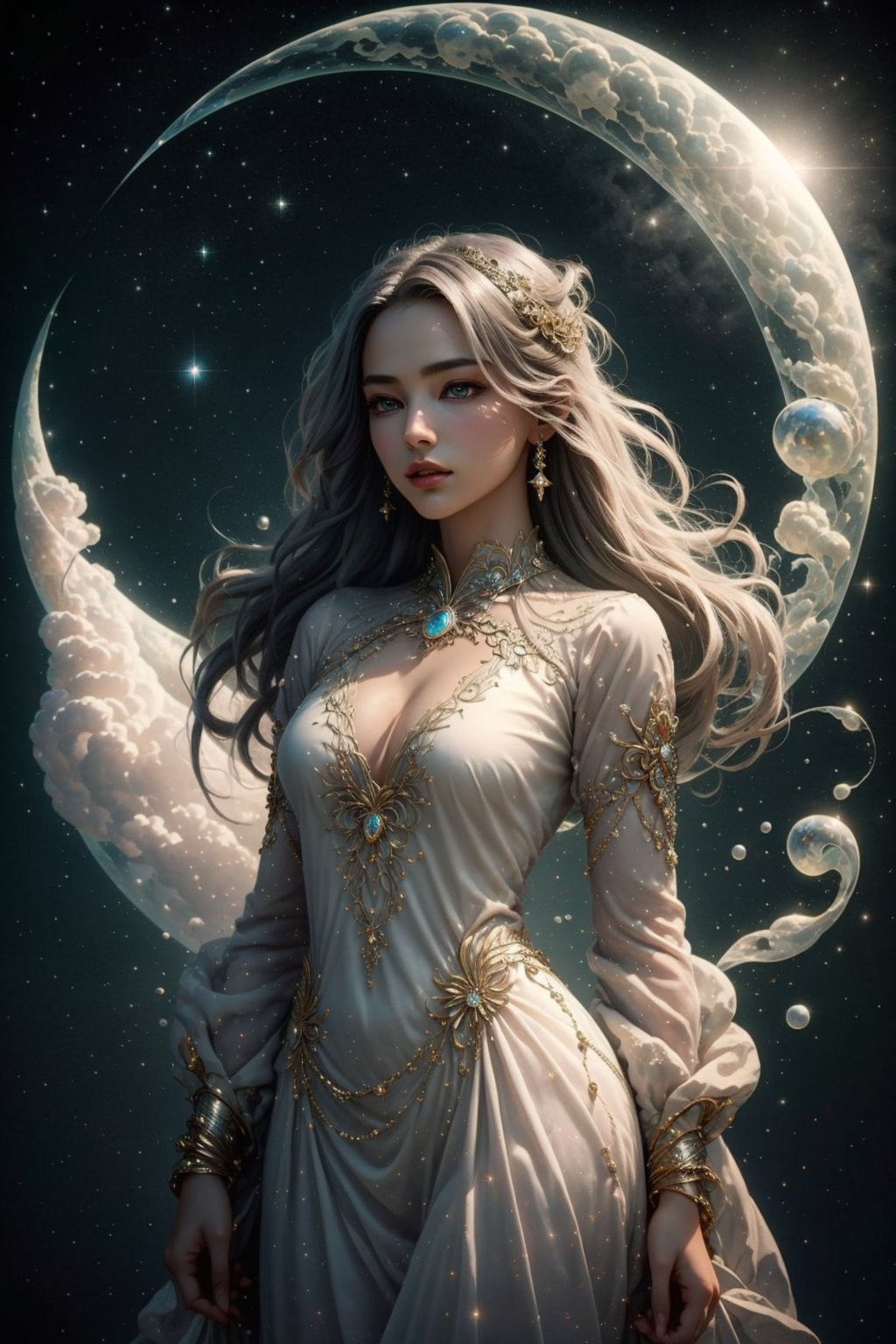 In a soft-focus background,  a mystical aura envelops the enigmatic subject in a beautiful girl minimalist artwork,  a sin...