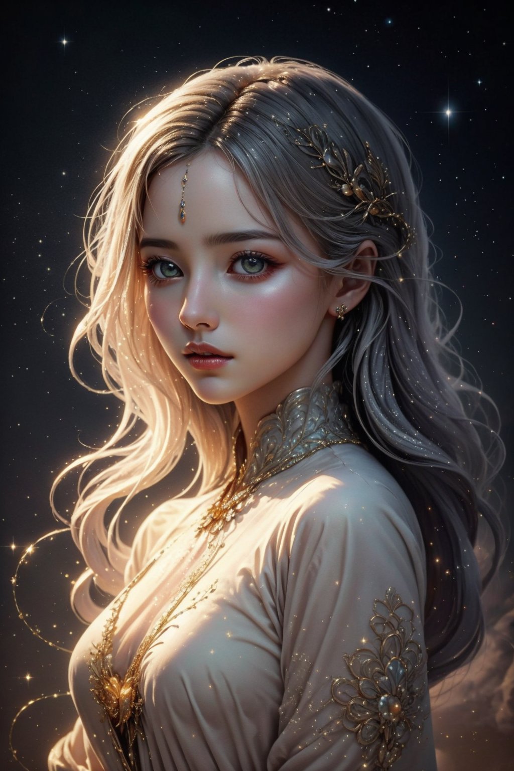 In a soft-focus background,  a mystical aura envelops the enigmatic subject in a beautiful girl minimalist artwork,  a sin...
