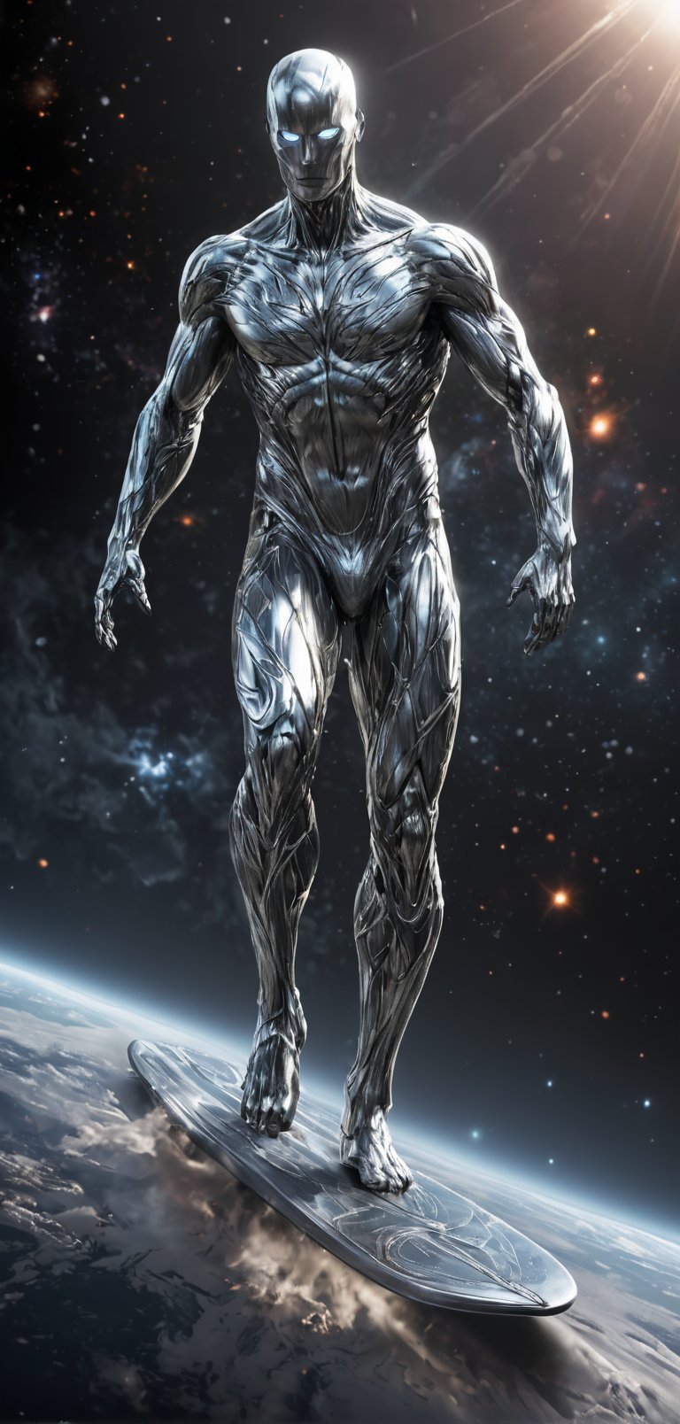 (extremely detailed 8k wallpaper),  a medium full body photo of silver surfer ,  intricate by viper_66789(akr) on Tensor.Art