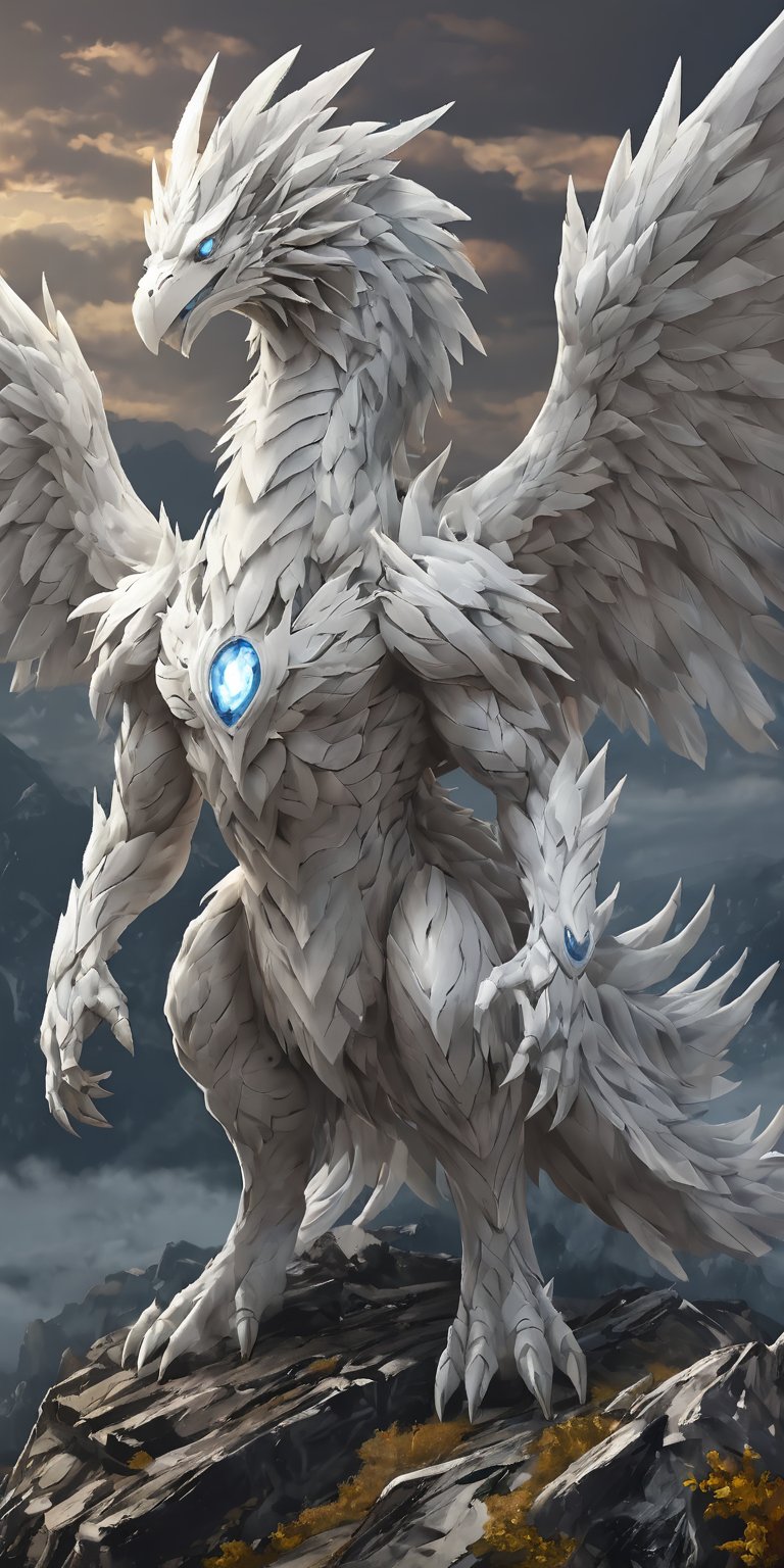 (extremely detailed 8k wallpaper), a medium full body photo of reshiram of pokemon,intricate, highly detailed, dramatic, standing on a mountain,Reshiram_(Pokemon)