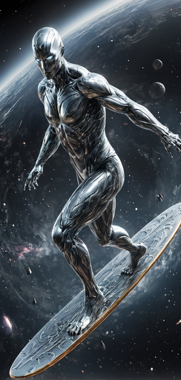 (extremely detailed 8k wallpaper),  a medium full body photo of silver surfer ,  intricate by viper_66789(akr) on Tensor.Art