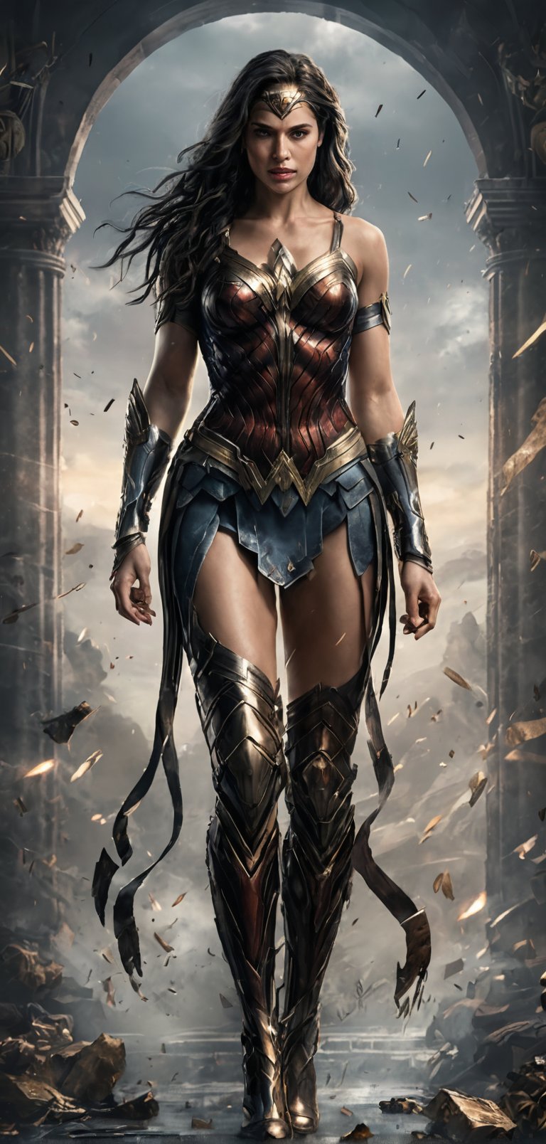 (extremely detailed 8k wallpaper), a medium full body photo of wonder woman,intricate, highly detailed, dramatic, in wonder woman costume,ready for action