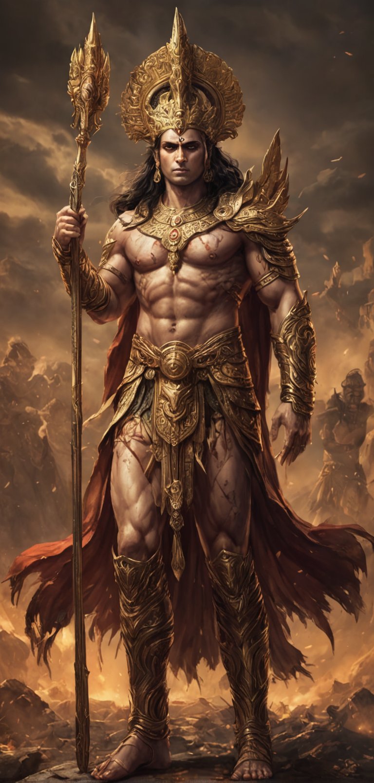 (extremely detailed 8k wallpaper), a medium full body photo of lord Ram,intricate, highly detailed, dramatic,wearing lord Ram costume, ready for war