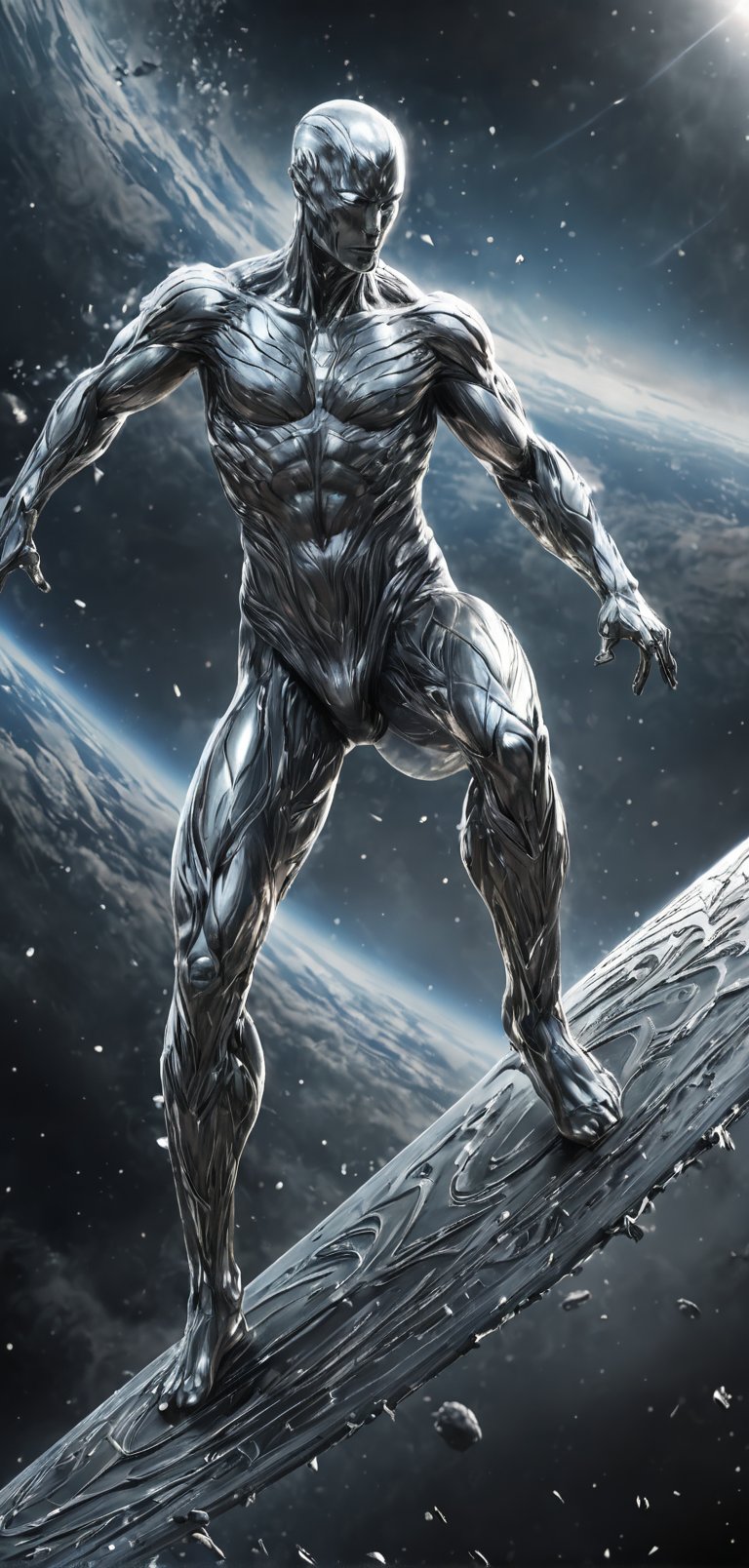 (extremely detailed 8k wallpaper),  a medium full body photo of silver surfer ,  intricate by viper_66789(akr) on Tensor.Art