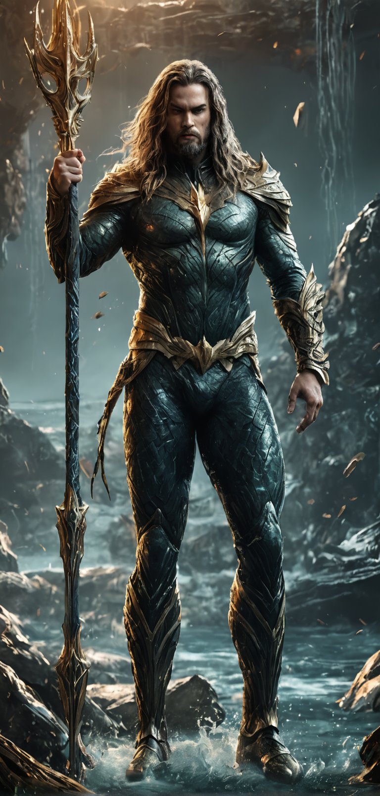 (extremely detailed 8k wallpaper), a medium full body photo of aquaman,intricate, highly detailed, dramatic, in aquaman costume,ready for war