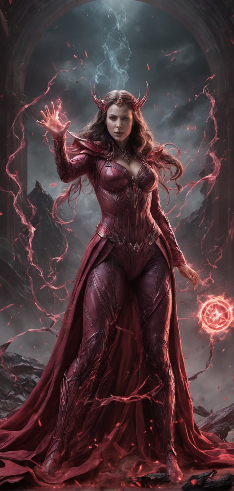 (extremely detailed 8k wallpaper),  a medium full body photo of scarlet witch ,  intricate by viper_66789(akr) on Tensor.Art