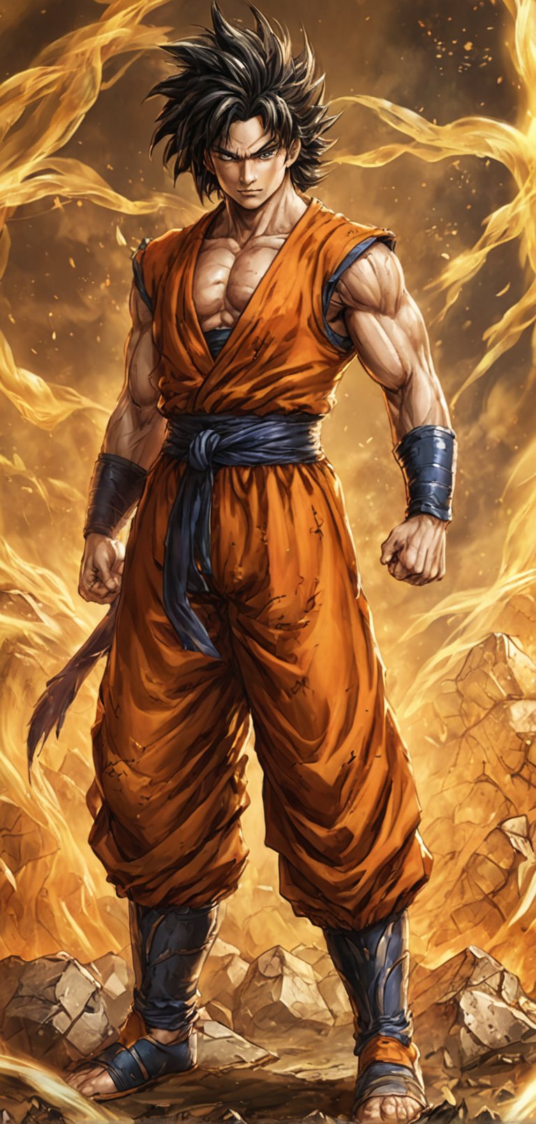 (extremely detailed 8k wallpaper), a medium full body photo of yamcha of dragon ball z,intricate, highly detailed, dramatic, in yamcha costume,ready for battle