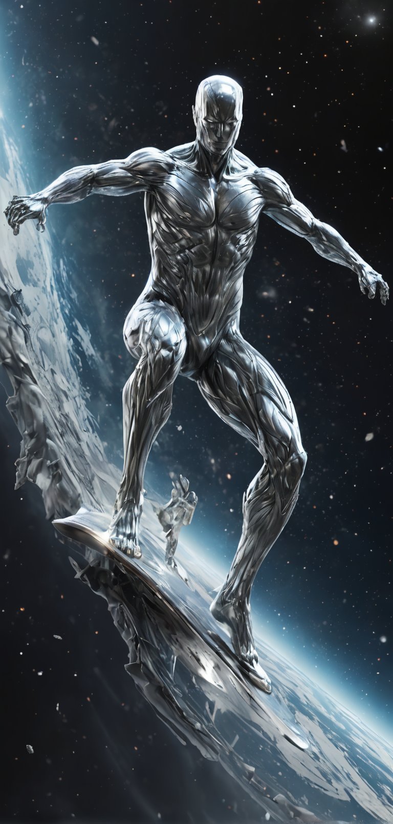 (extremely detailed 8k wallpaper),  a medium full body photo of silver surfer ,  intricate by viper_66789(akr) on Tensor.Art