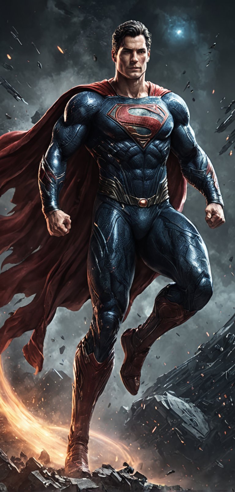 (extremely detailed 8k wallpaper), a medium full body photo of Superman ,intricate, highly detailed, dramatic, wearing Superman costume, flying fast in outer space