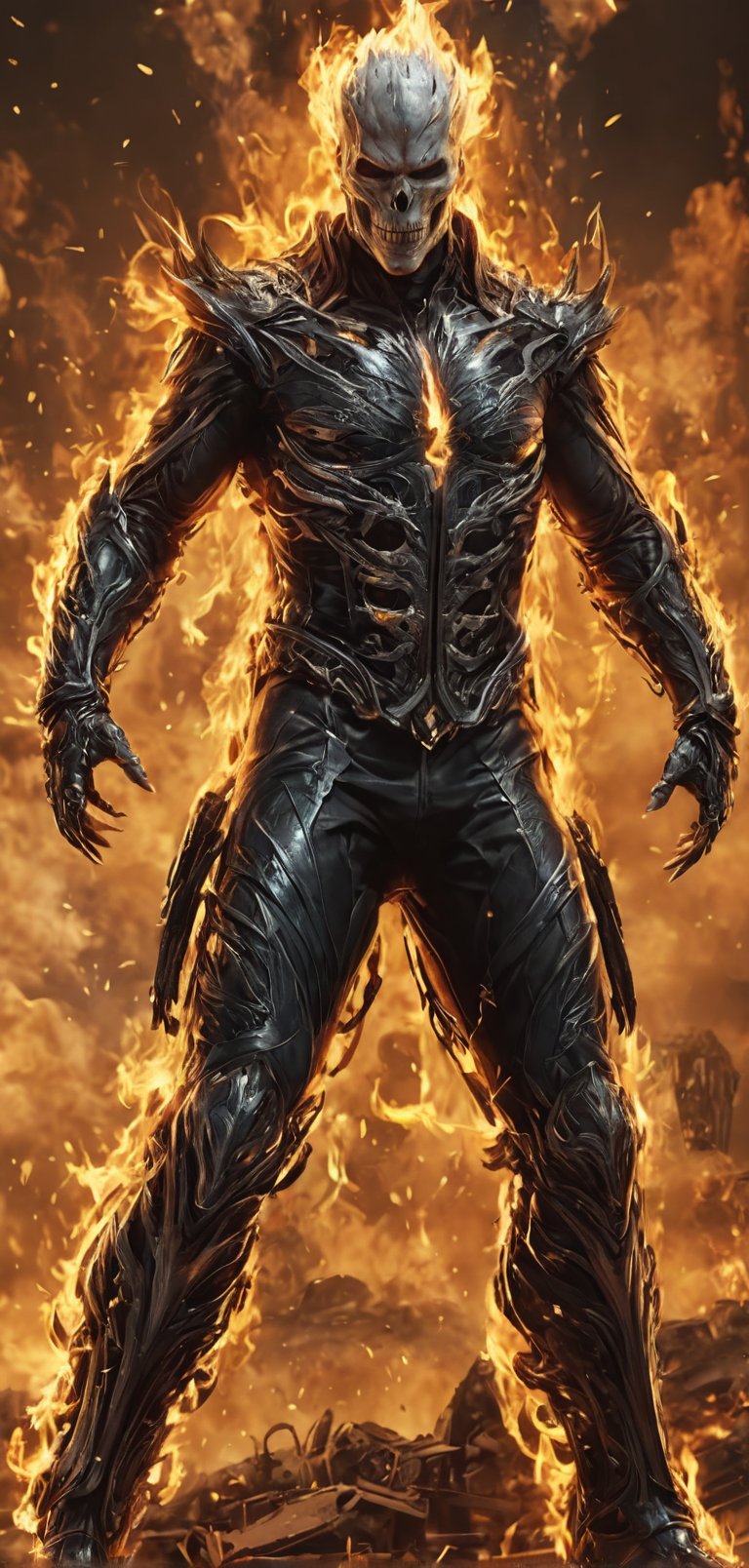 (extremely detailed 8k wallpaper), a medium full body photo of ghost rider,intricate, highly detailed, dramatic, in ghost rider costume,screaming