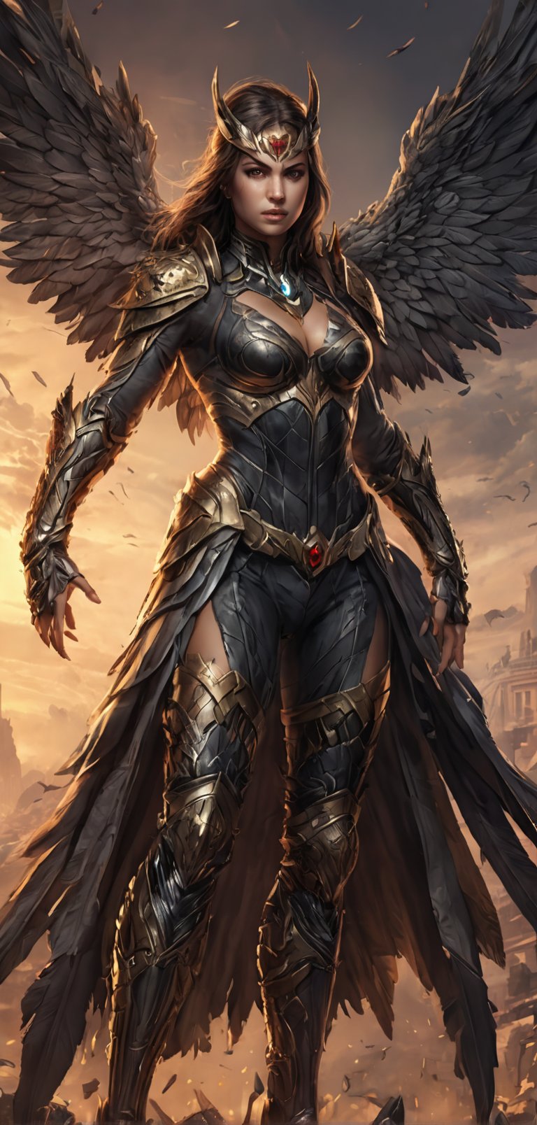 (extremely detailed 8k wallpaper), a medium full body photo of hawk girl,intricate, highly detailed, dramatic, in hawk girl costume,ready for war