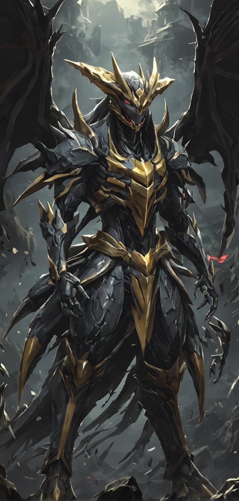 (extremely detailed 8k wallpaper), a medium full body photo of giratina of pokemon,intricate, highly detailed, dramatic, standing in the shadows,GiratinaGijinka, shadow force (pokemon)