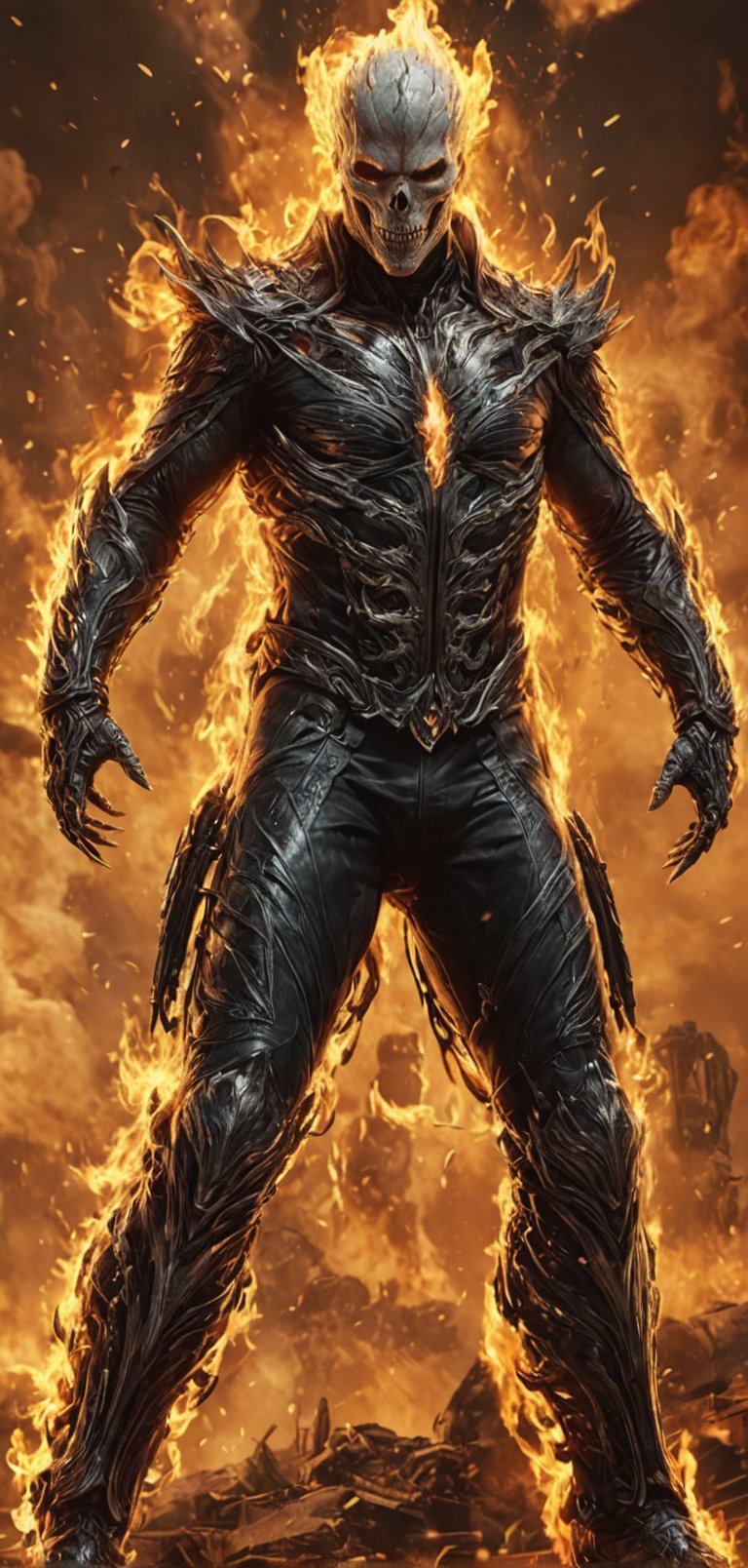 (extremely detailed 8k wallpaper), a medium full body photo of ghost rider,intricate, highly detailed, dramatic, in ghost rider costume,screaming