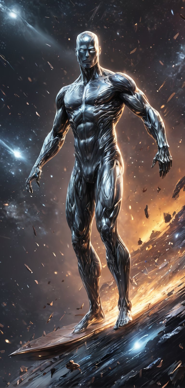 (extremely detailed 8k wallpaper),  a medium full body photo of silver surfer ,  intricate by viper_66789(akr) on Tensor.Art