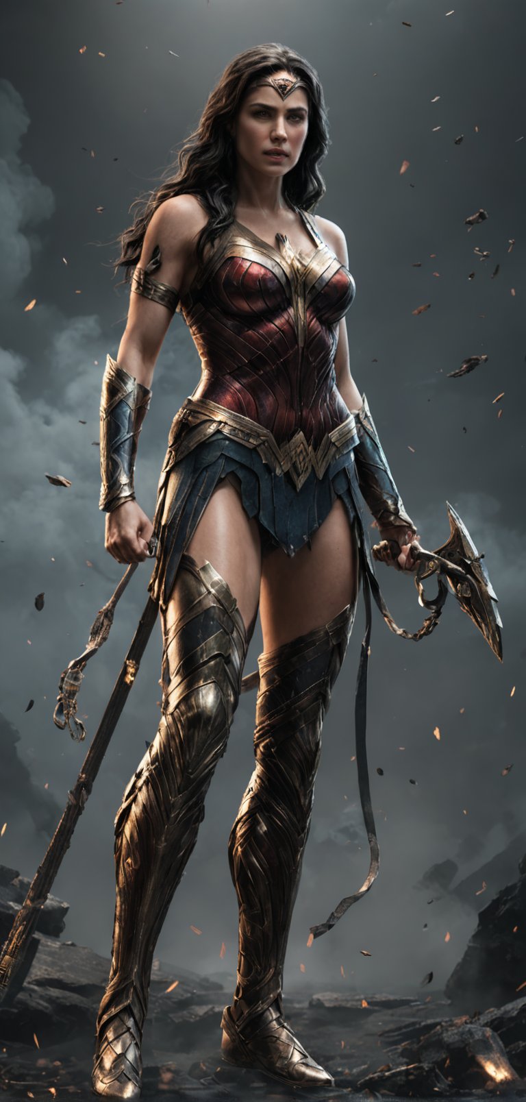 (extremely detailed 8k wallpaper), a medium full body photo of wonder woman,intricate, highly detailed, dramatic, in wonder woman costume,ready for action