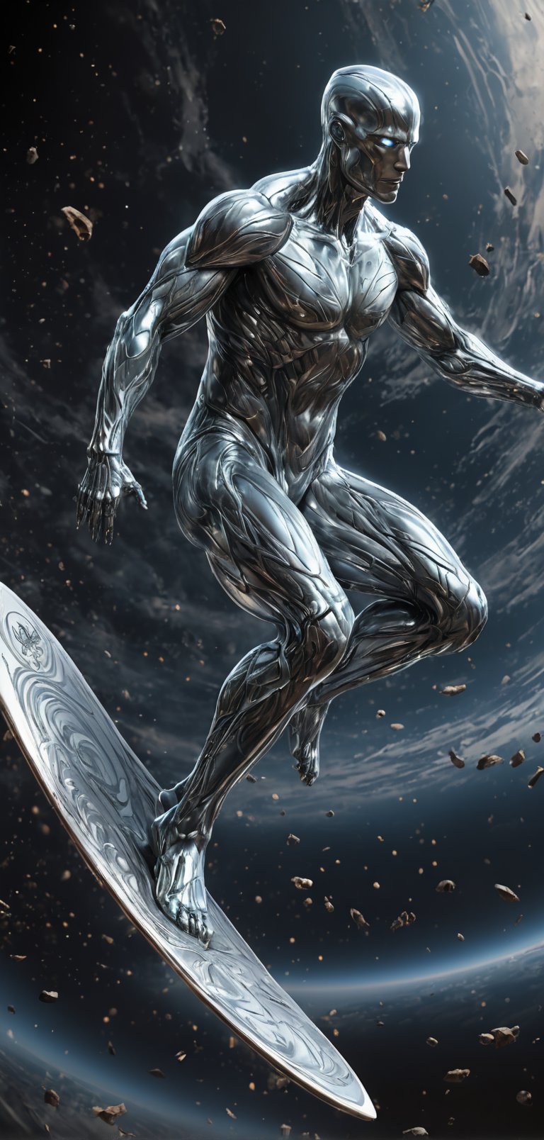 (extremely detailed 8k wallpaper),  a medium full body photo of silver surfer ,  intricate by viper_66789(akr) on Tensor.Art