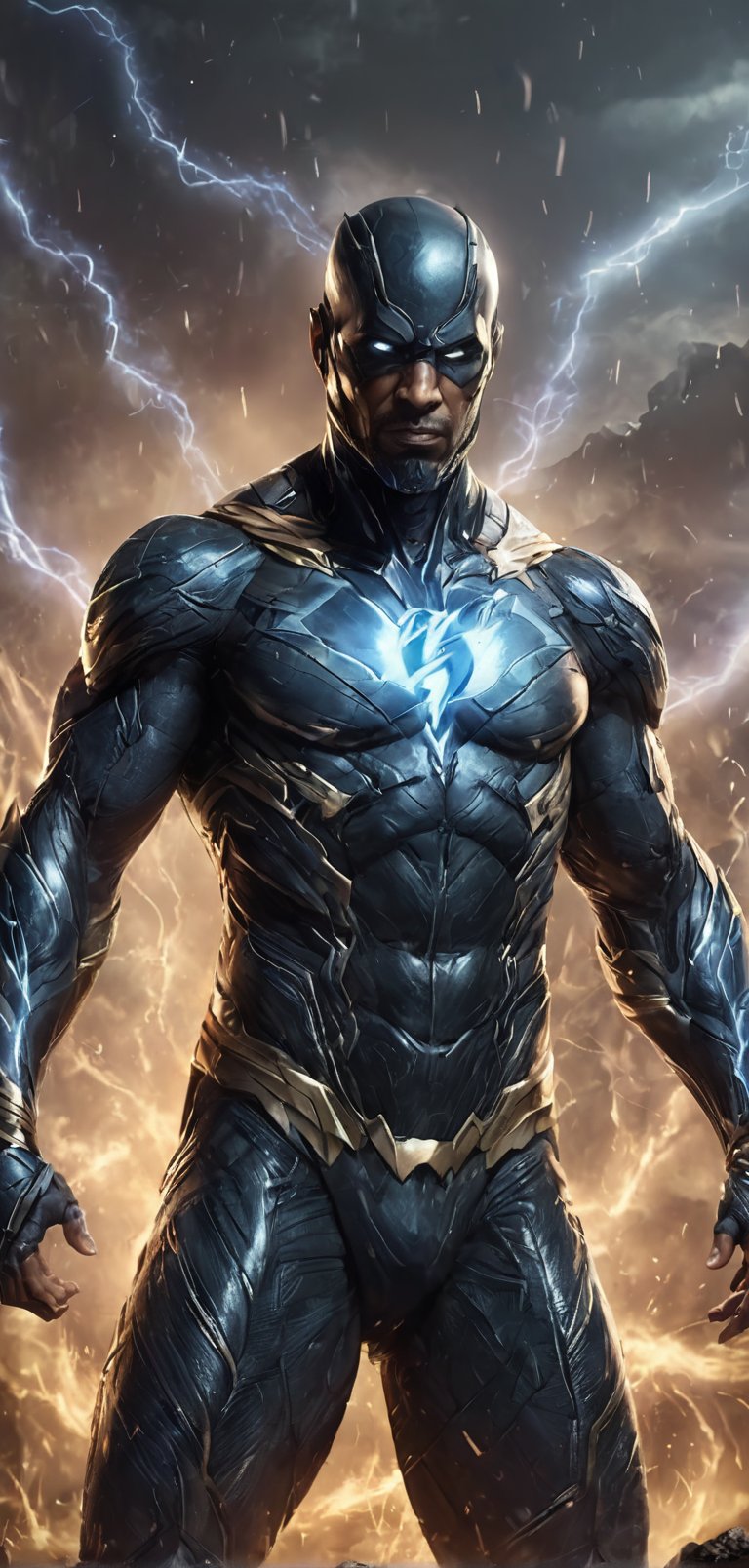 (extremely detailed 8k wallpaper),  a medium full body photo of black lightning of justice league,  intricate by viper_667...